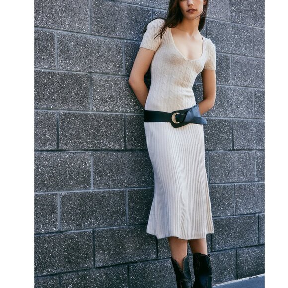 FREE PEOPLE Madsen Midi Dress / Oatmilk - Picture 6 of 10